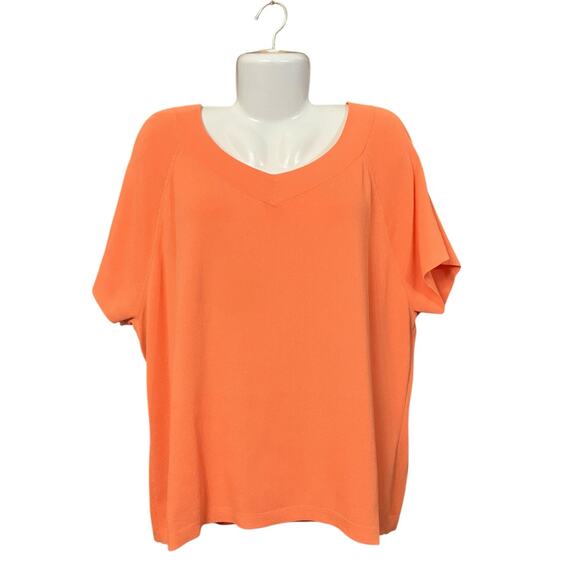 Talbots Women's Orange V-Neck Front and Back Short Sleeve Sweater | Size 3X - Picture 1 of 7